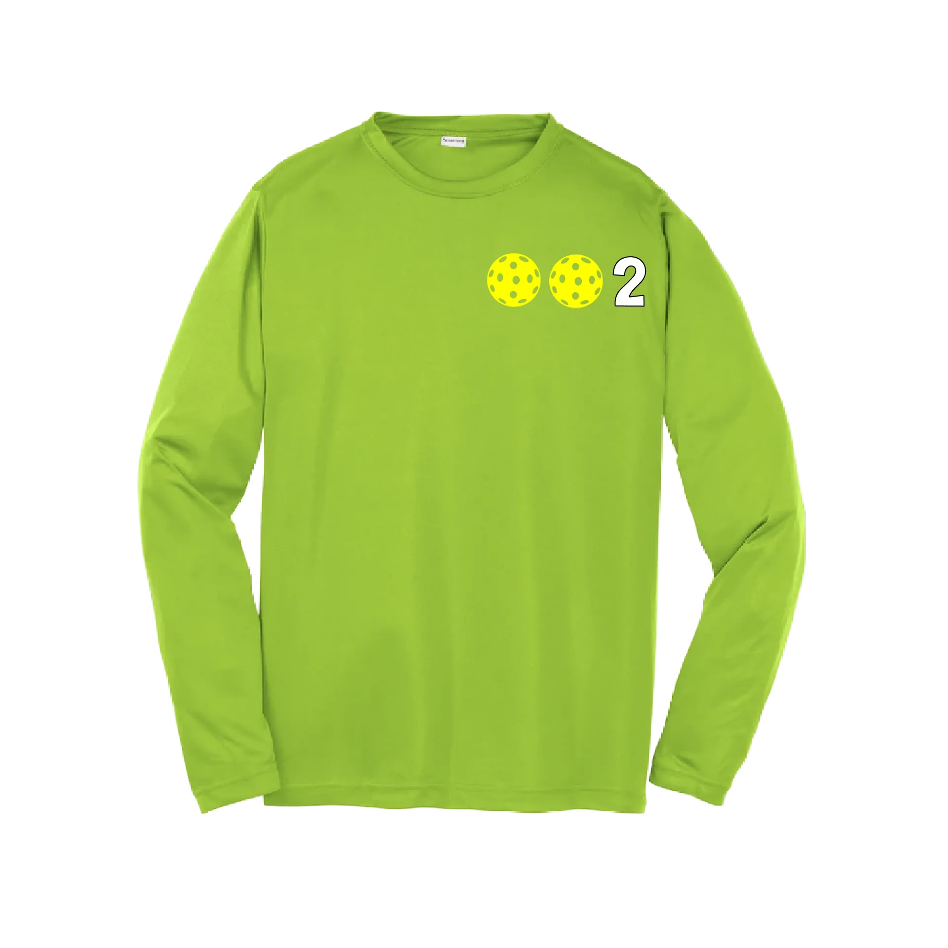 002 Pickleball (Colors Yellow Green White) | Youth Long Sleeve Pickleball Shirts | 100% Polyester