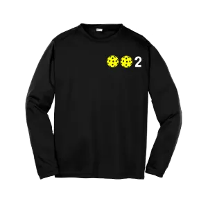 002 Pickleball (Colors Yellow Green White) | Youth Long Sleeve Pickleball Shirts | 100% Polyester