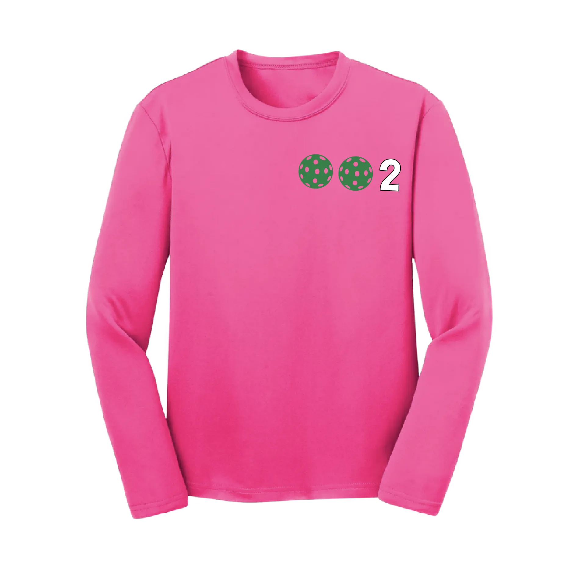 002 Pickleball (Colors Yellow Green White) | Youth Long Sleeve Pickleball Shirts | 100% Polyester