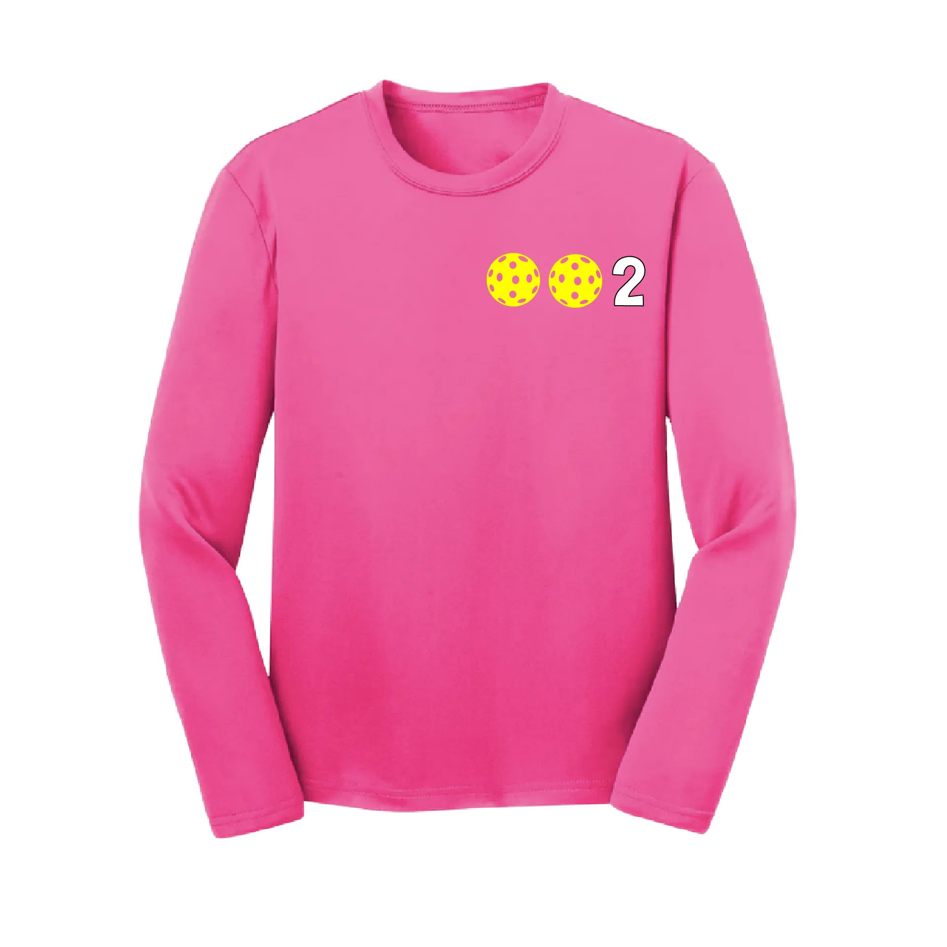 002 Pickleball (Colors Yellow Green White) | Youth Long Sleeve Pickleball Shirts | 100% Polyester