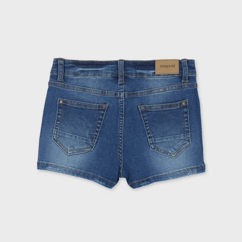 235 Mayoral Girls Medium Denim Shorts, Eco-Friendly