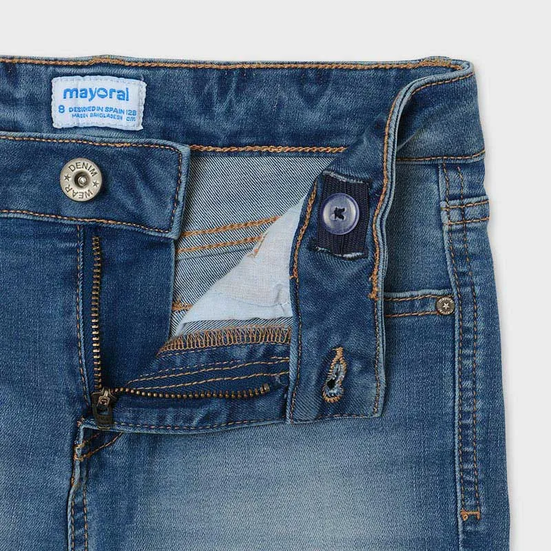 235 Mayoral Girls Medium Denim Shorts, Eco-Friendly