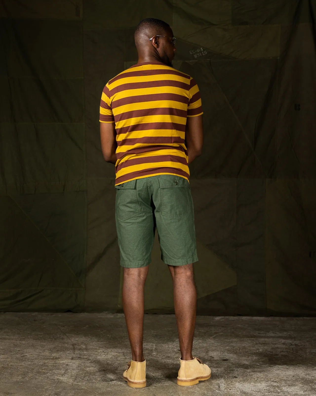 40's Biker Hoop Tee - Mustard & Eggplant