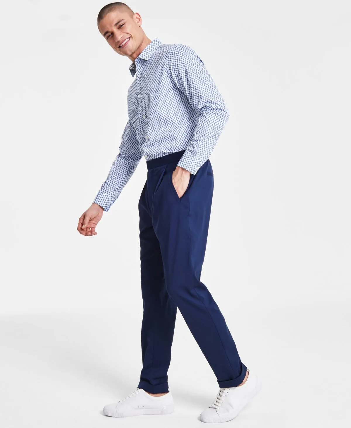 Alfani Mens Modern fit Dress Pants 38 /  Blue Stretch