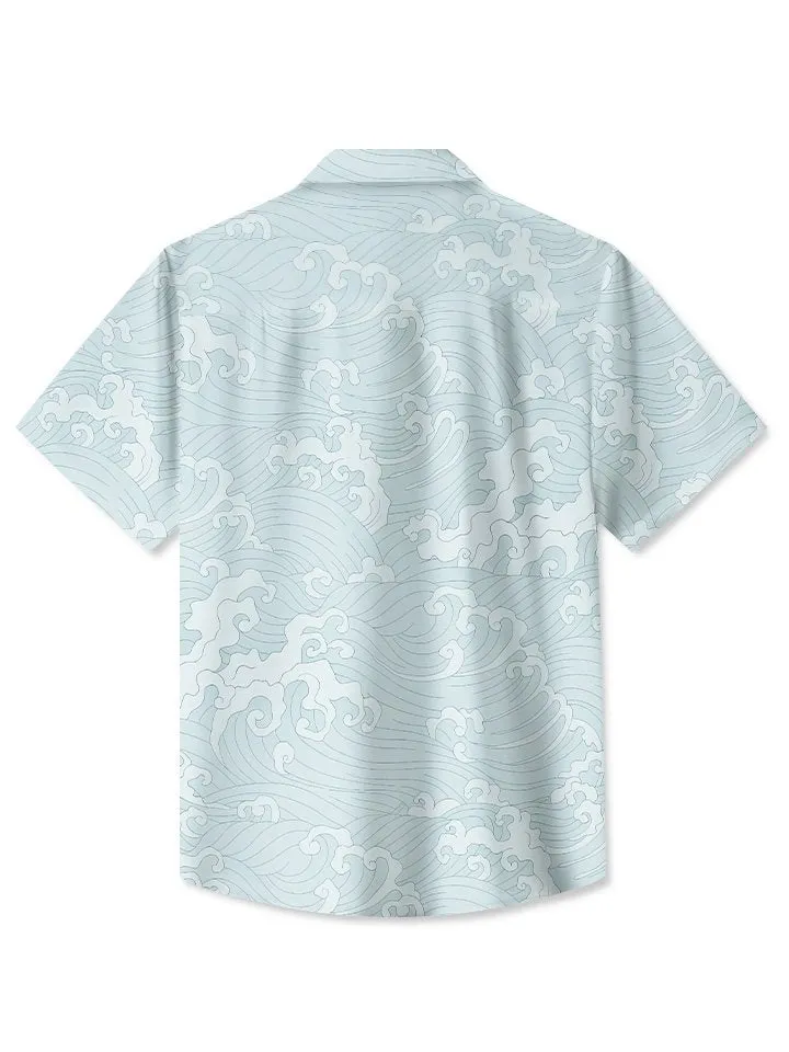 Alohadaddy Summer Waves Fresh Beach Vacation Casual Shirt