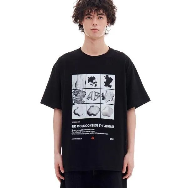 ARCHIVE BOLD (アーカイブボールド)　RED MOSS 3X3 T-SHIRTS (BLACK)