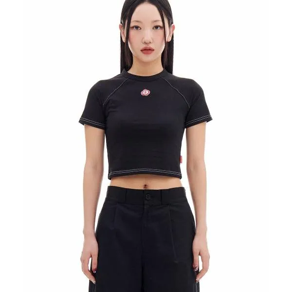 ARCHIVE BOLD (アーカイブボールド)　RED MOSS PATCHED CROP TOP (BLACK)