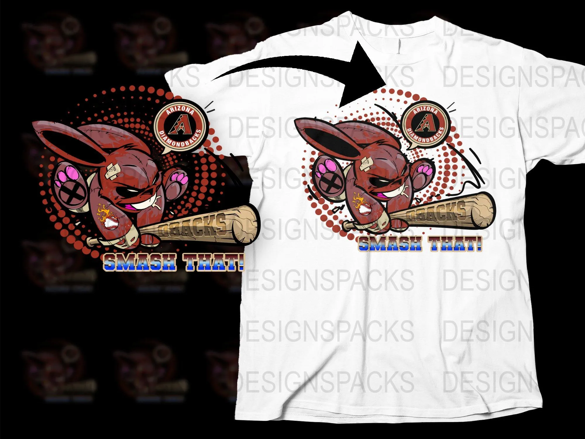 Arizona Diamondbacks Fierce Bunny Baseball Fan Png Digital Download