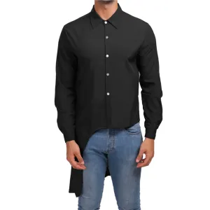 Asymmetry Plain Street Style Men Long Sleeves Shirt