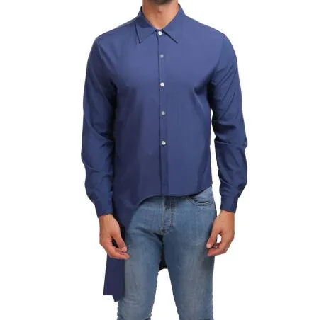 Asymmetry Plain Street Style Men Long Sleeves Shirt