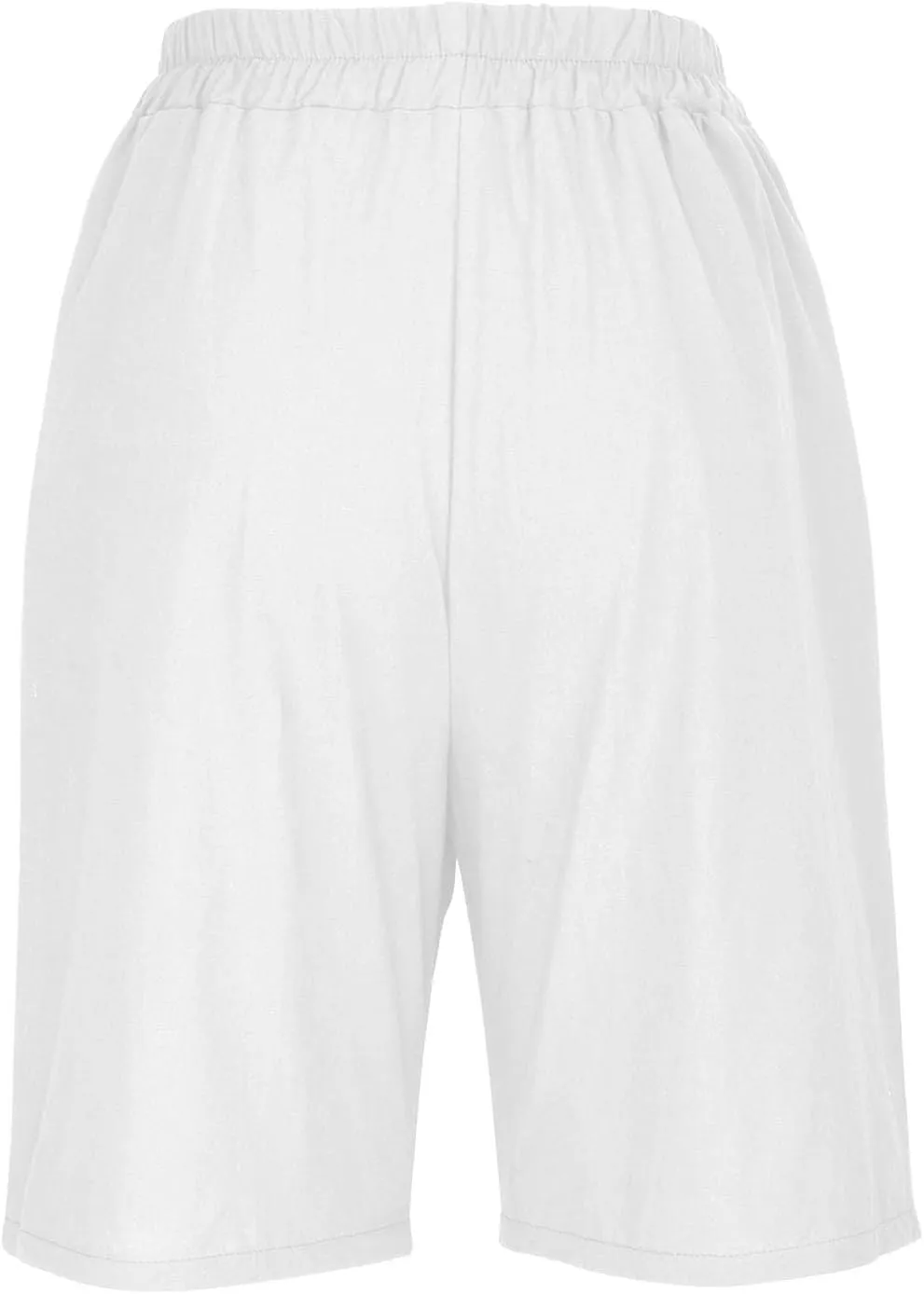 Bermuda Shorts for Women Summer Elastic Waist Long Beach Linen Shorts Comfy Wide Leg Trouser Short with Pockets
