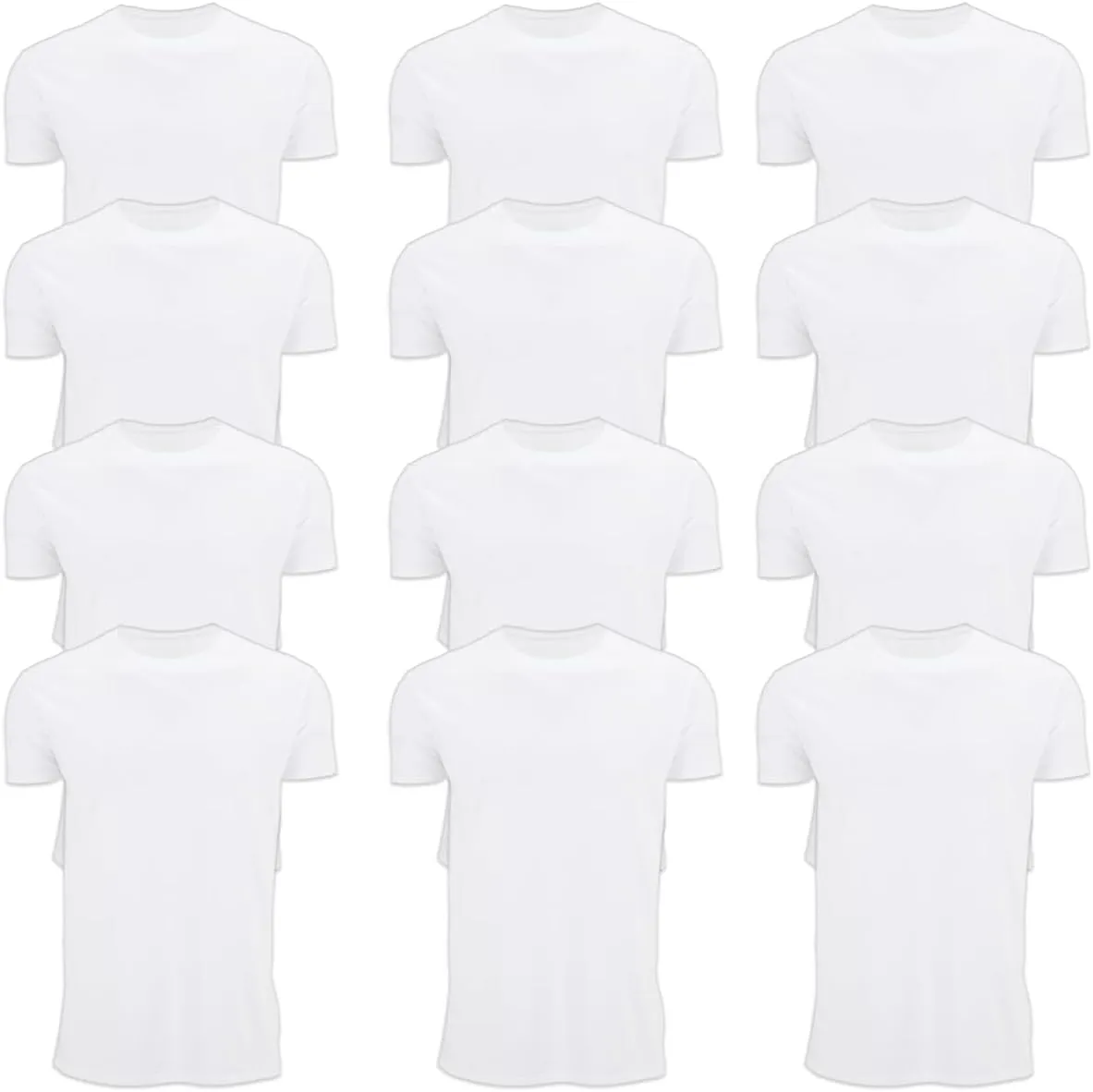 BILLIONHATS 12 Pack Plus Size Men Cotton White T-Shirt Bulk Big Tall Short Sleeve Lightweight Tees