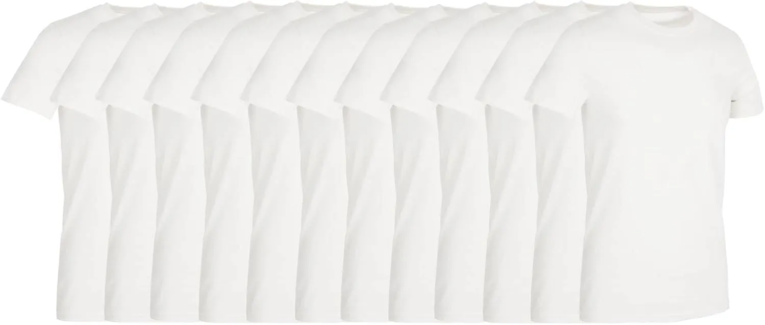 BILLIONHATS 12 Pack Plus Size Men Cotton White T-Shirt Bulk Big Tall Short Sleeve Lightweight Tees