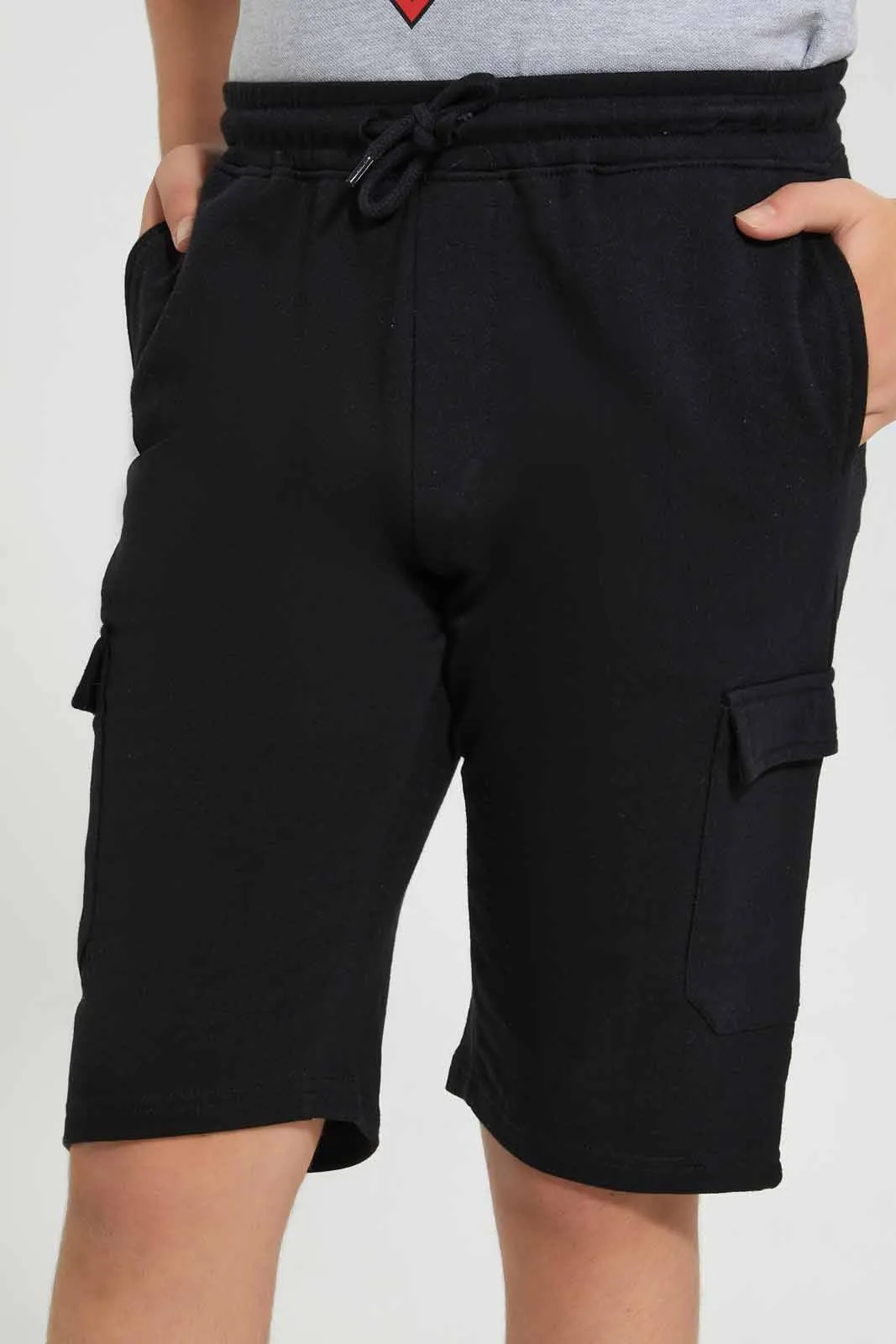Black Side Pocket Active Short