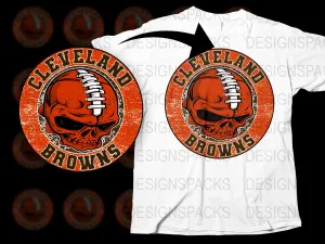 Bold Cleveland Browns Skull Logo Graphic Png Digital Download