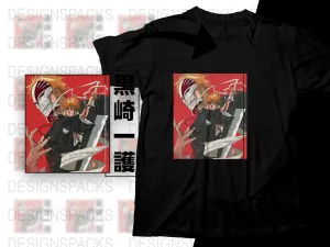 Bold Ichigo Kurosaki Battle Pose Anime Graphic Png Digital Download