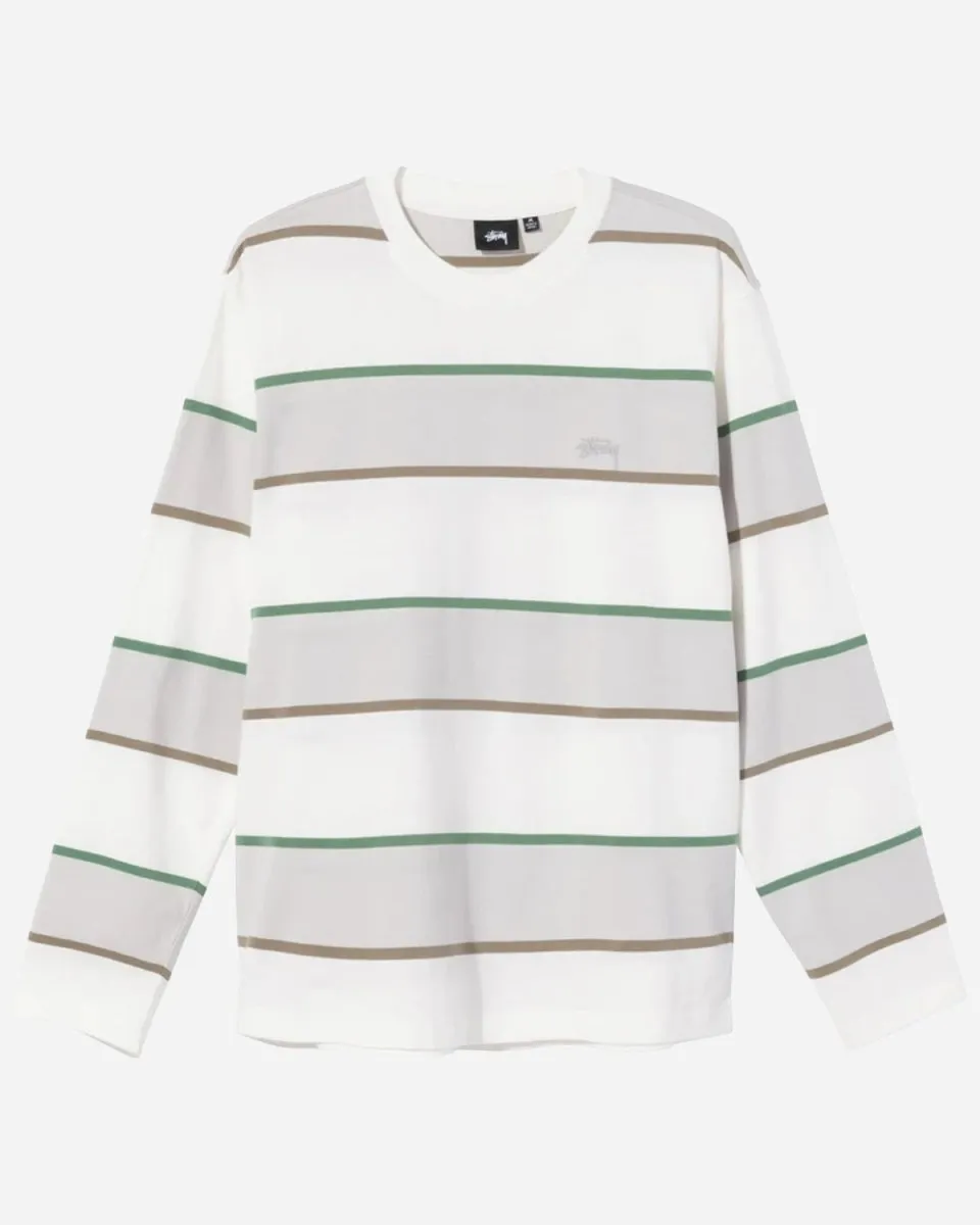 Bold Stripe LS Crew - Bone