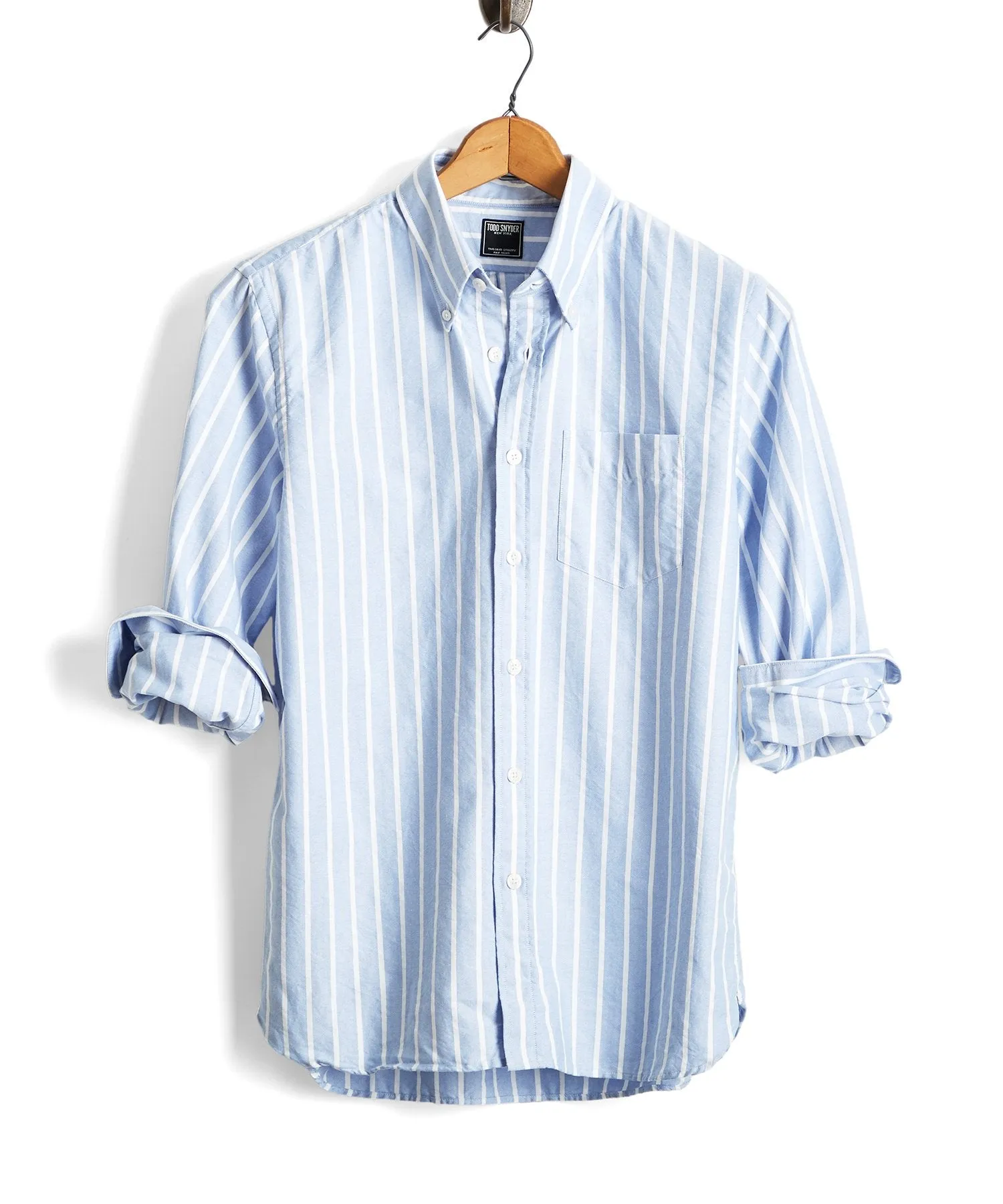 Bold Stripe Oxford Shirt in Light Blue