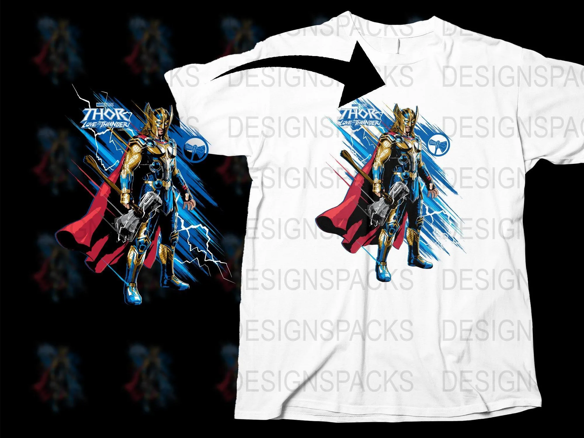 Bold Thor Love Thunder Artwork Png Digital Download