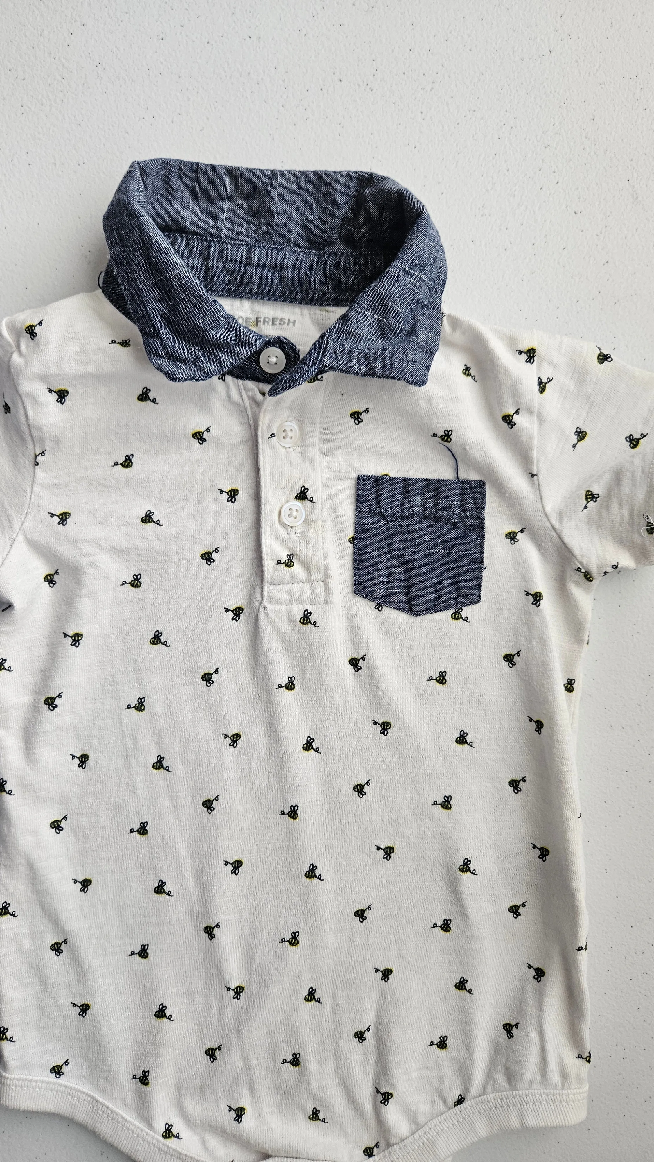Bumble Bee Print, Polo T-Shirt Onesie, Joe Fresh, 6-12M, Kids 9 Month (6-9M)
