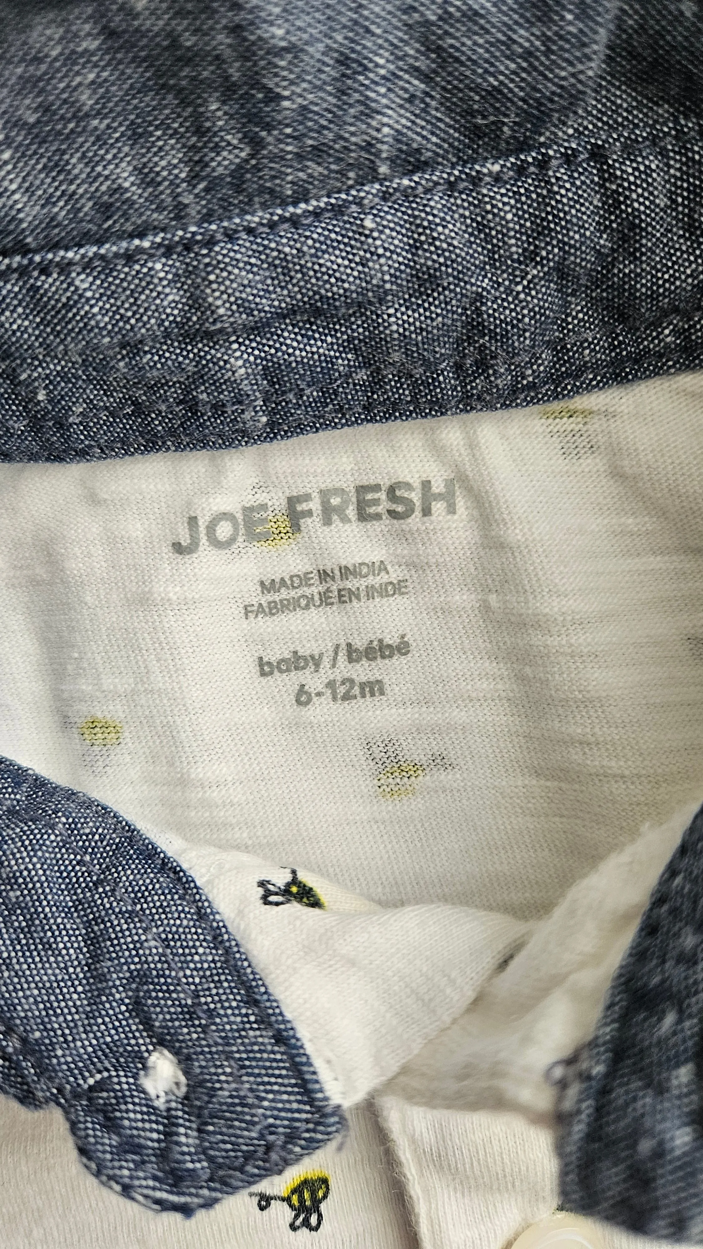 Bumble Bee Print, Polo T-Shirt Onesie, Joe Fresh, 6-12M, Kids 9 Month (6-9M)