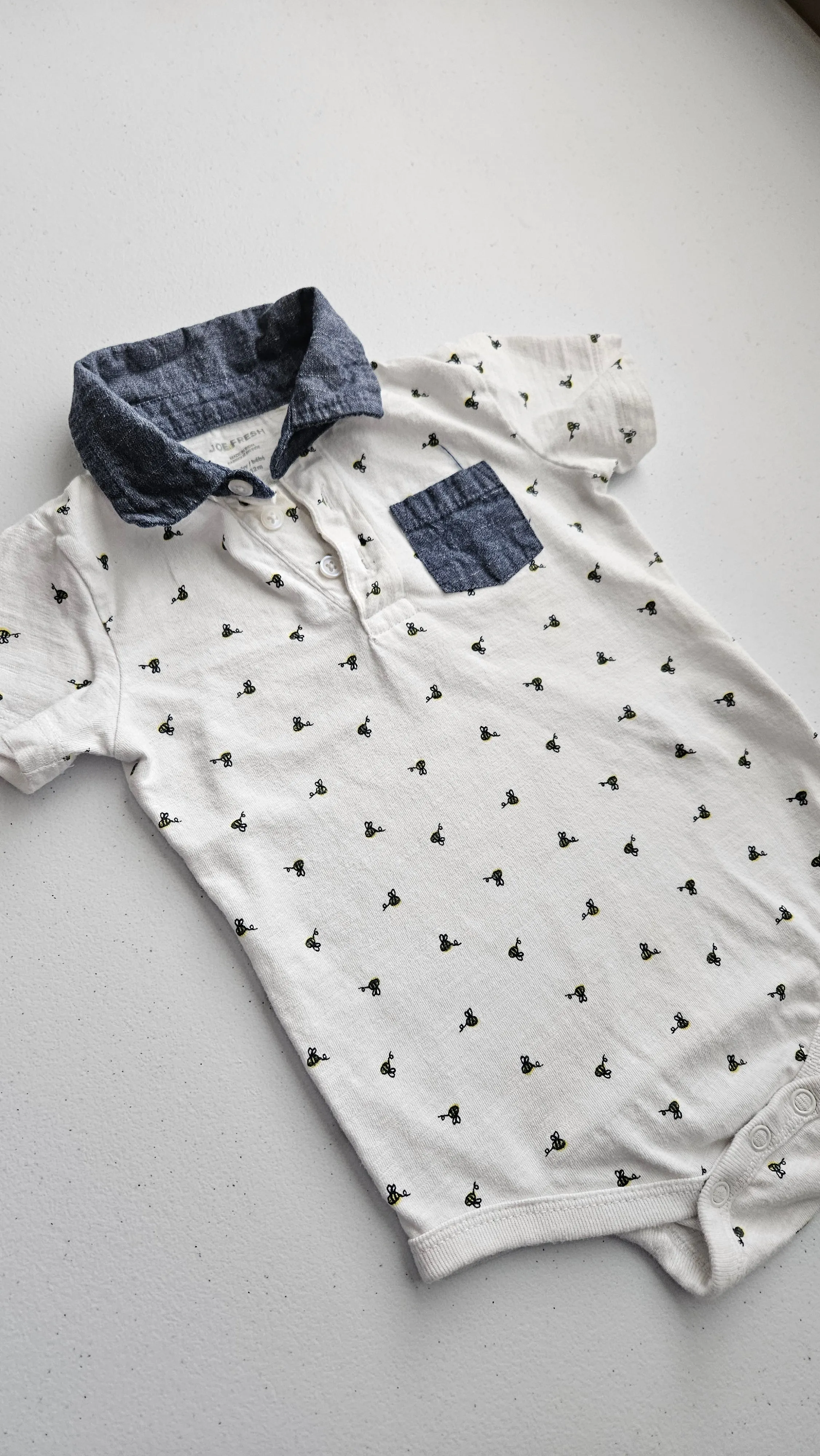 Bumble Bee Print, Polo T-Shirt Onesie, Joe Fresh, 6-12M, Kids 9 Month (6-9M)