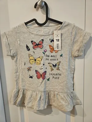 Butterfly tshirt for girls, Kids 5/5T (extra small)
