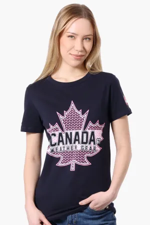 Canada Weather Gear Leaf Logo Print Tee - Navy