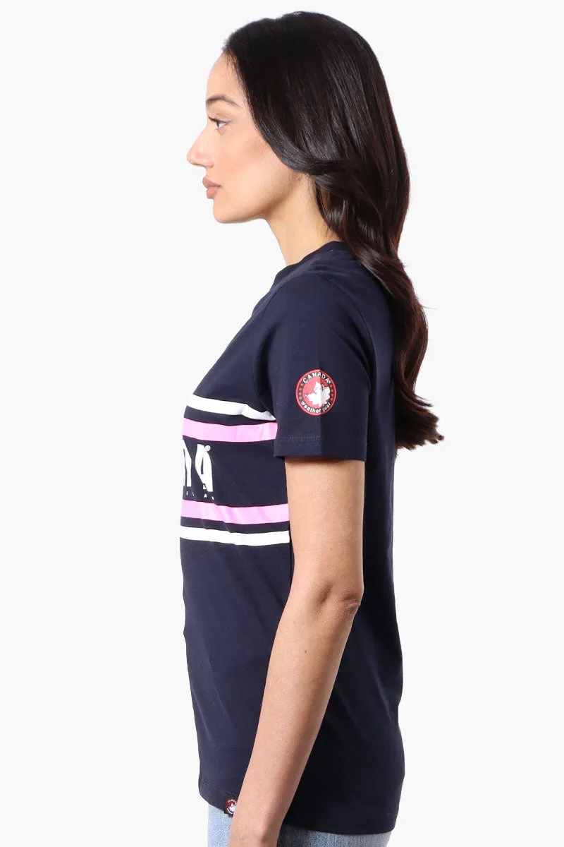 Canada Weather Gear Striped Chest Logo Print Tee - Navy