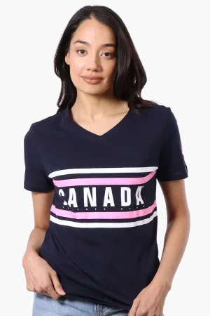 Canada Weather Gear Striped Chest Logo Print Tee - Navy