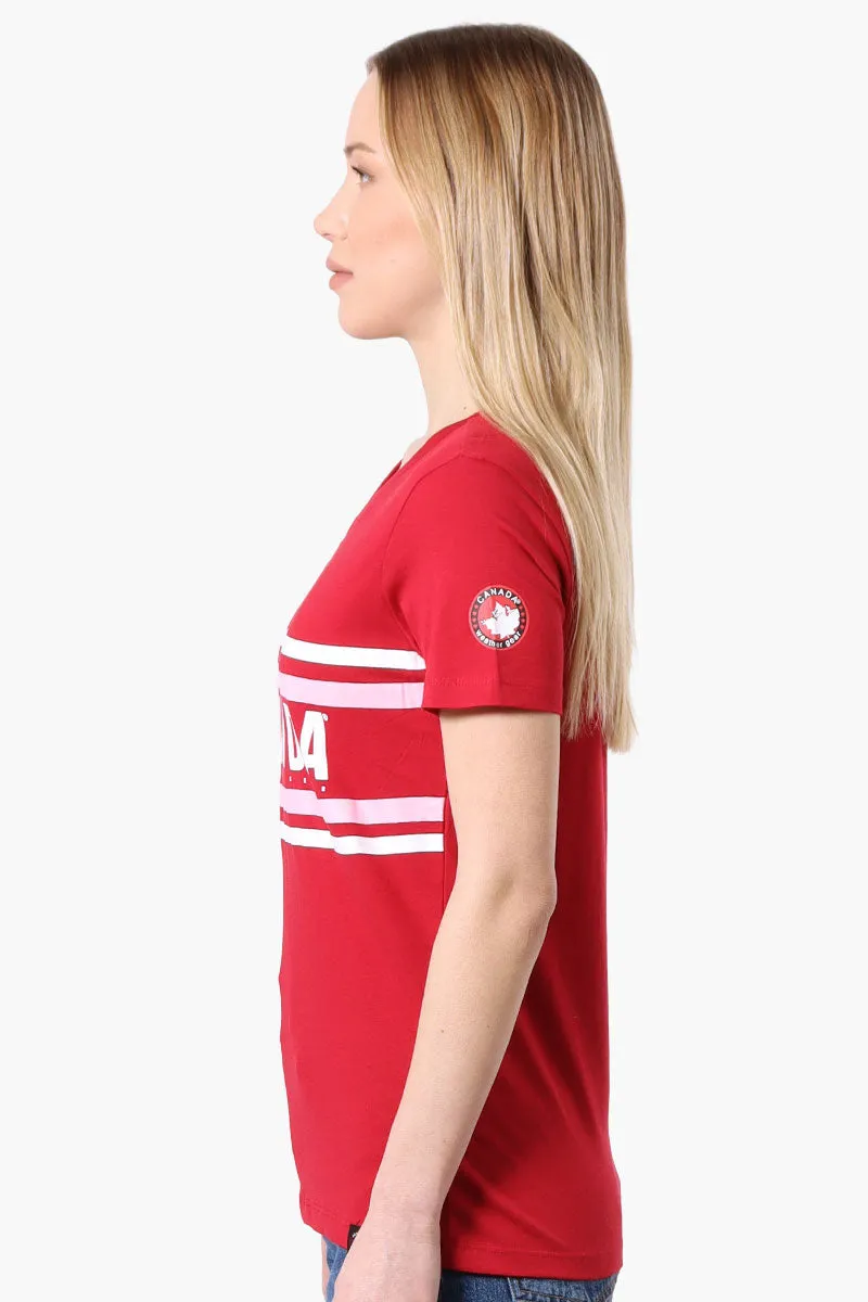 Canada Weather Gear Striped Chest Logo Print Tee - Red
