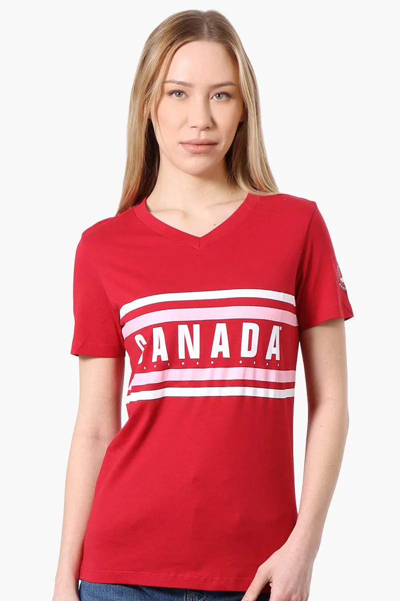 Canada Weather Gear Striped Chest Logo Print Tee - Red