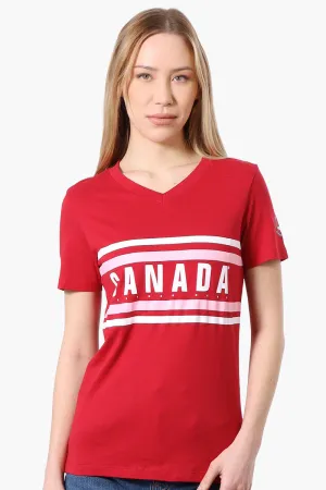 Canada Weather Gear Striped Chest Logo Print Tee - Red