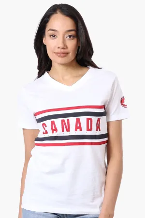 Canada Weather Gear Striped Chest Logo Print Tee - White