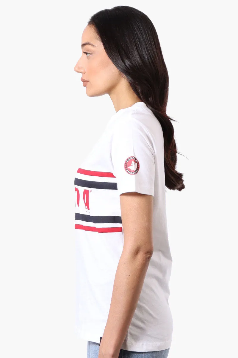 Canada Weather Gear Striped Chest Logo Print Tee - White