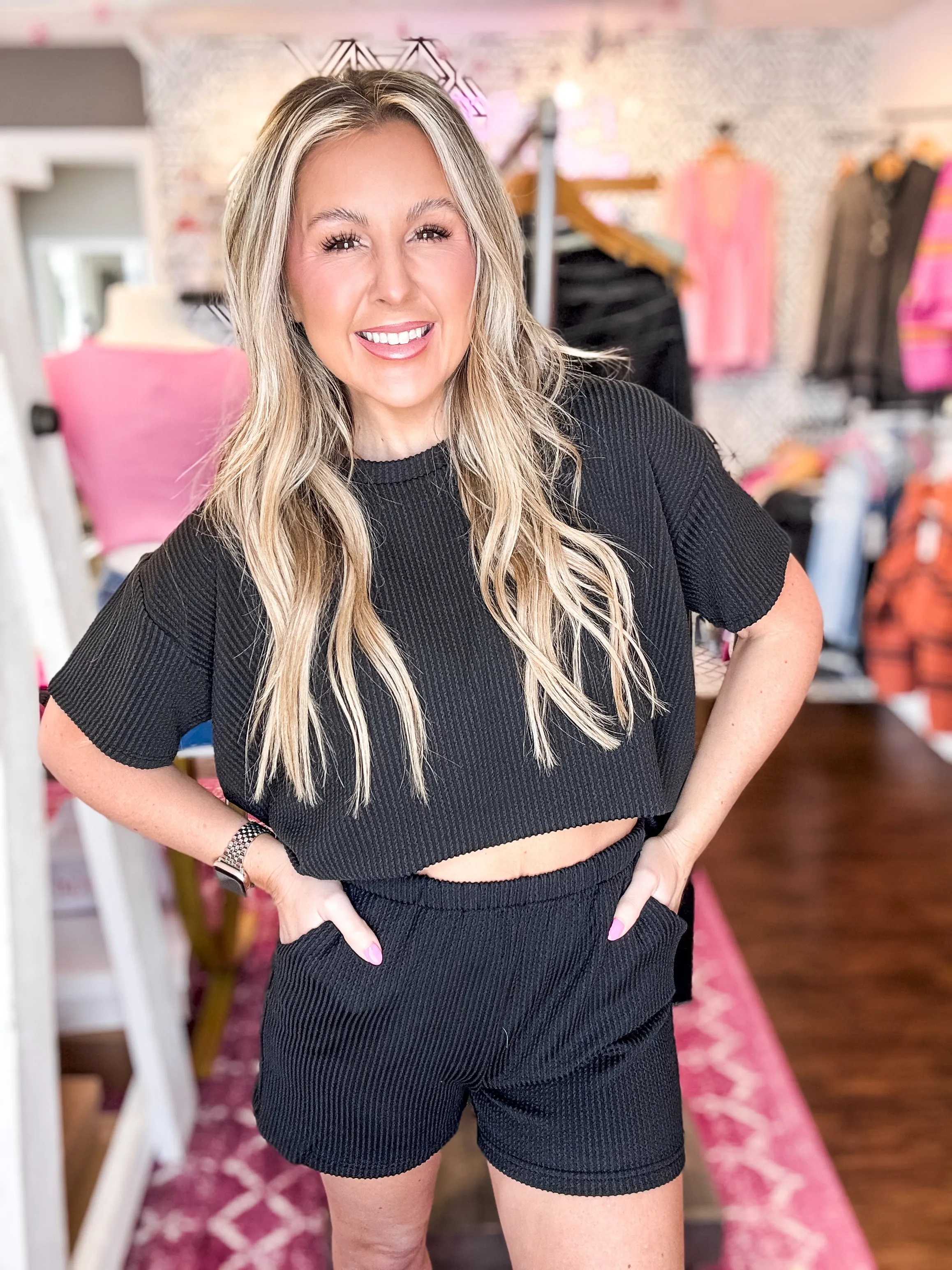Comfy Day Black Ribbed Set