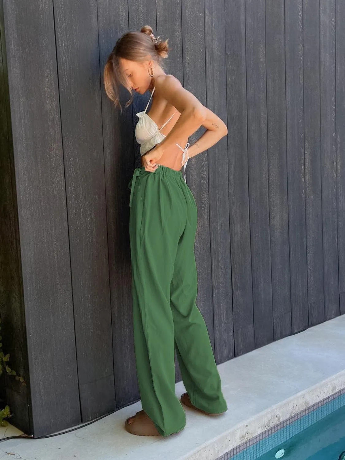Comfy Fashionista Tied High Waist Wide Leg Pants