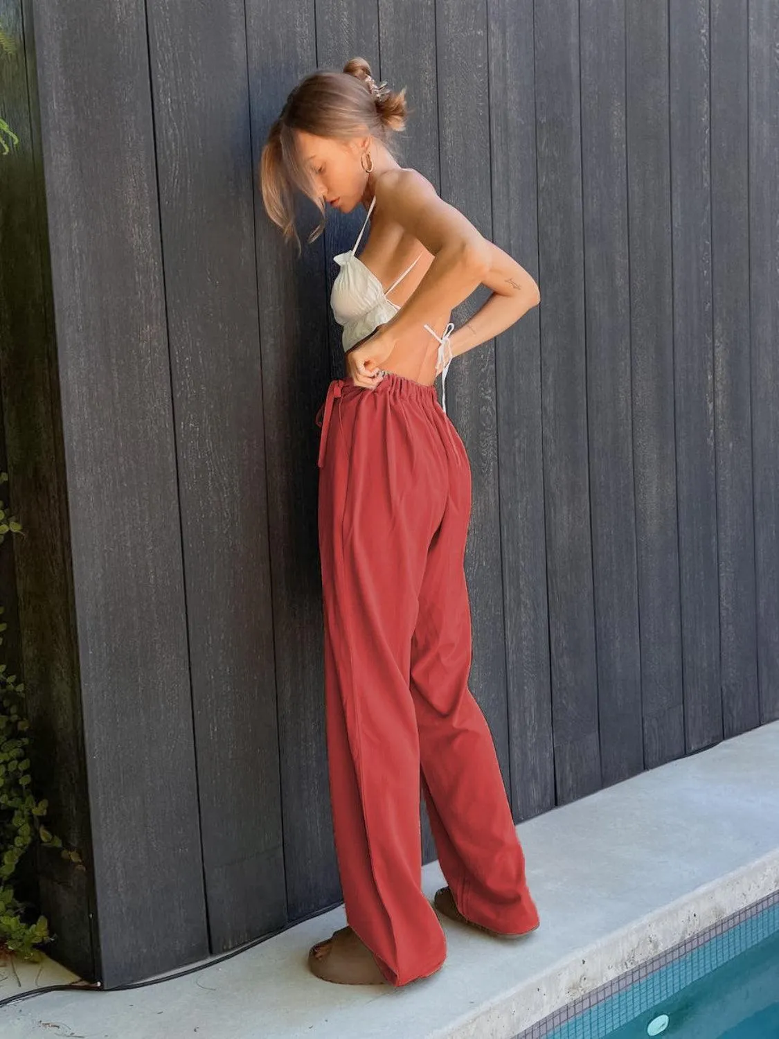 Comfy Fashionista Tied High Waist Wide Leg Pants