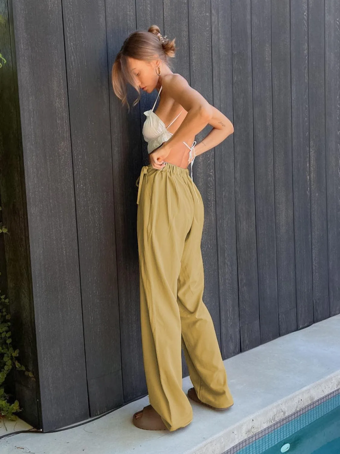 Comfy Fashionista Tied High Waist Wide Leg Pants