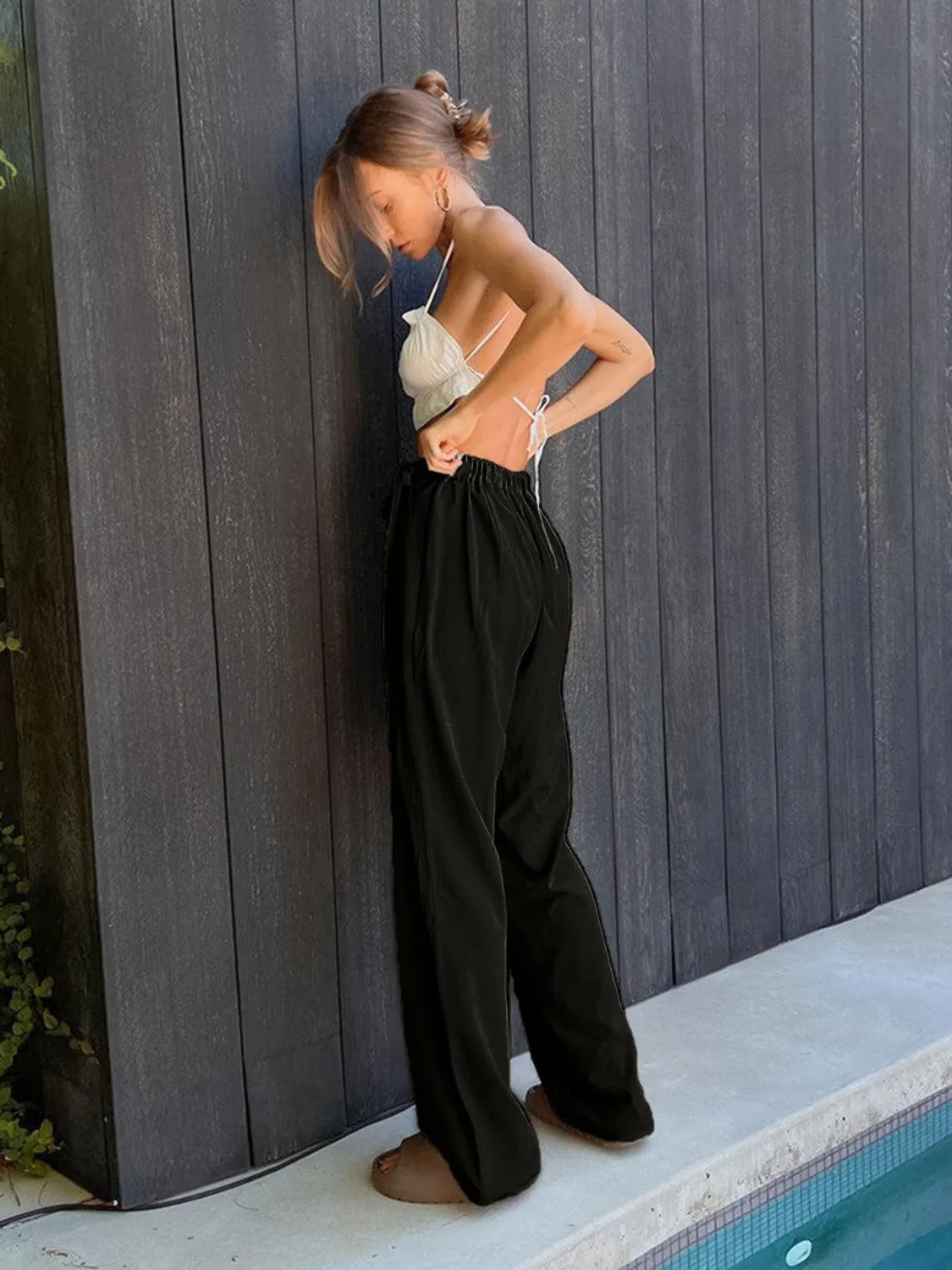Comfy Fashionista Tied High Waist Wide Leg Pants