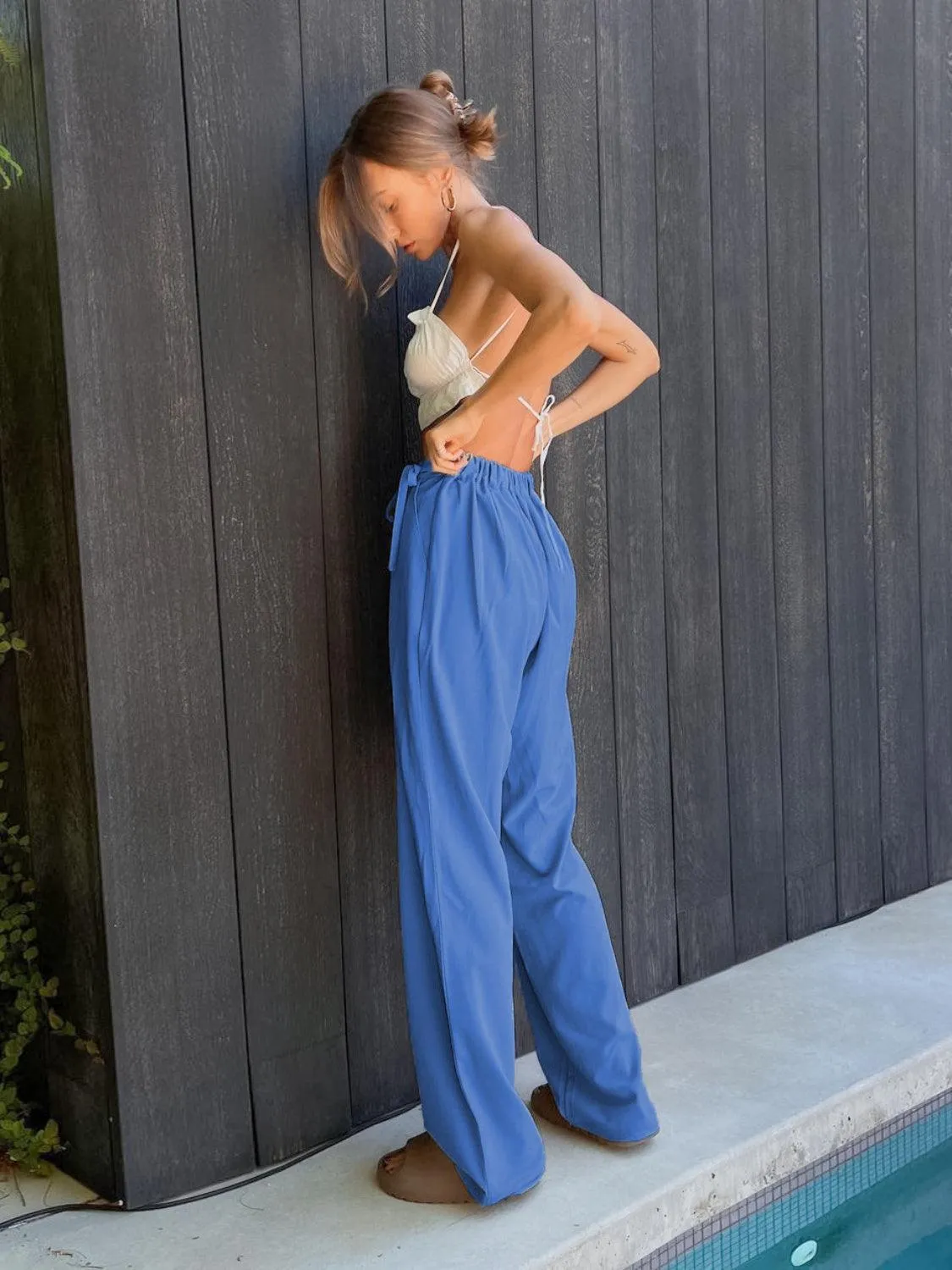 Comfy Fashionista Tied High Waist Wide Leg Pants