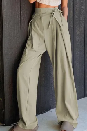 Comfy Fashionista Tied High Waist Wide Leg Pants