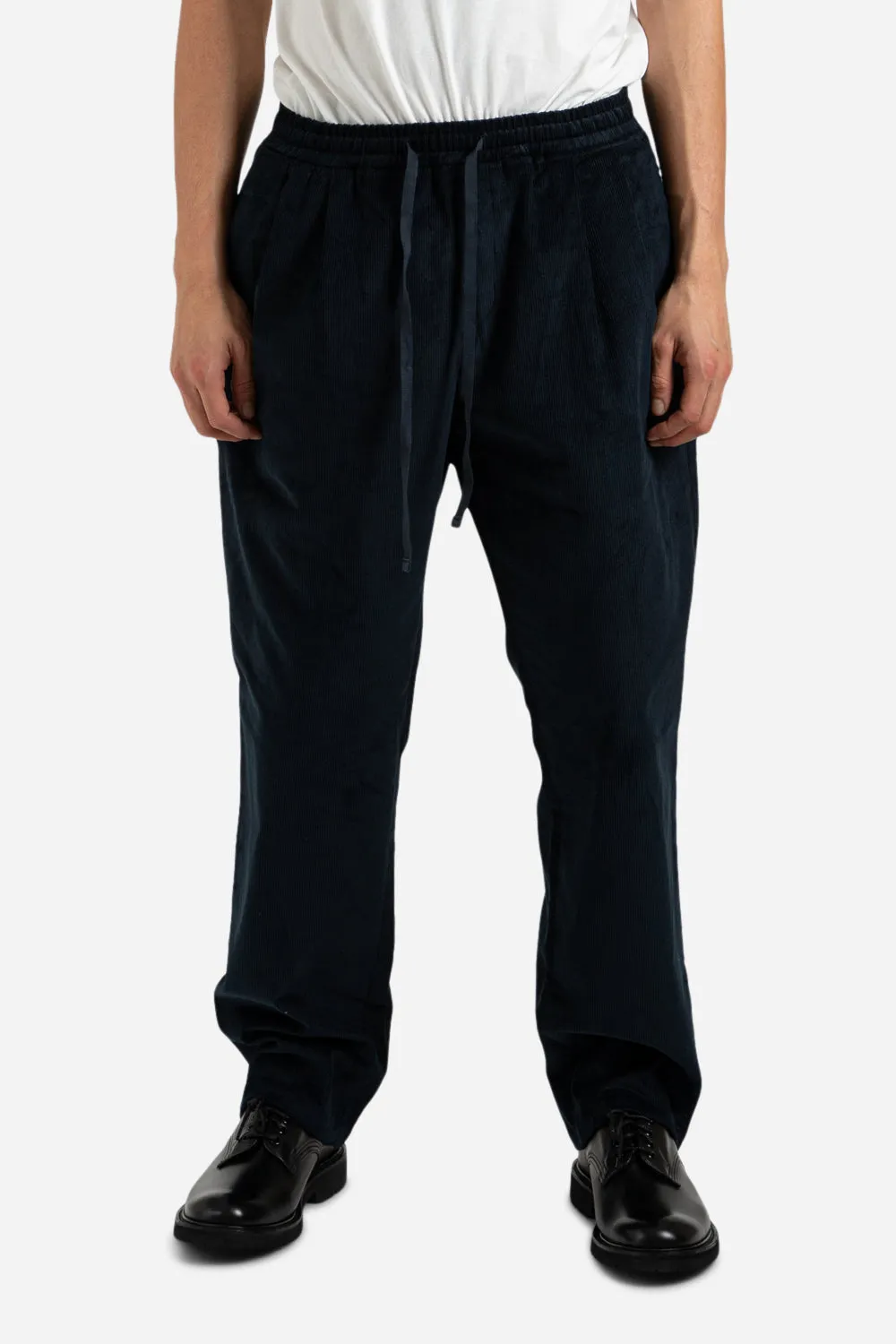 Corduroy Relax Set-Up Two Tuck Pants - Navy