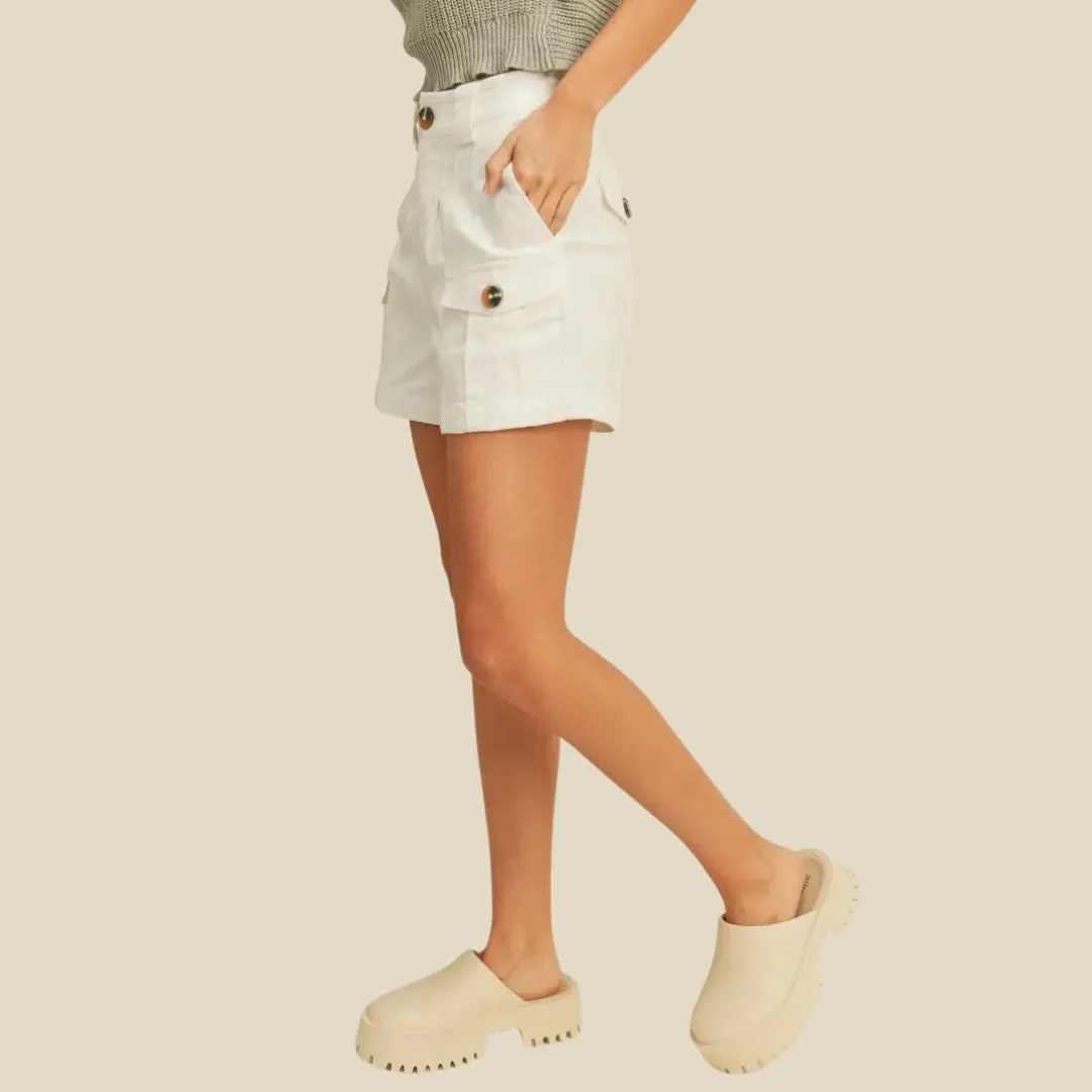 Cotton Cargo Shorts (Off White)