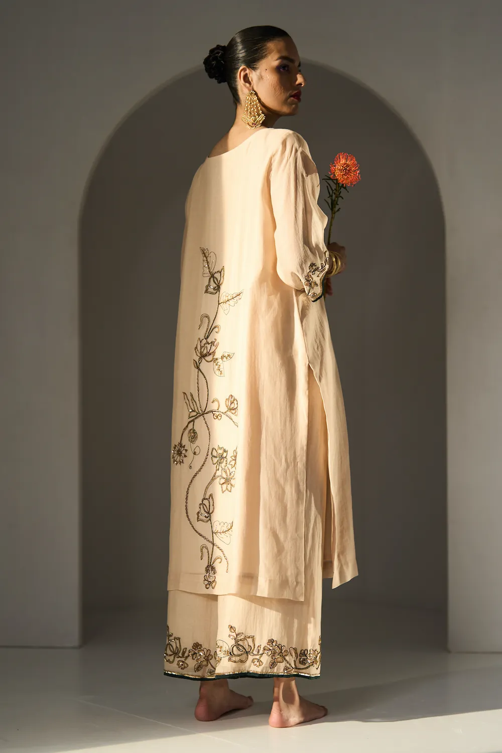 Cream Basant Kurta set