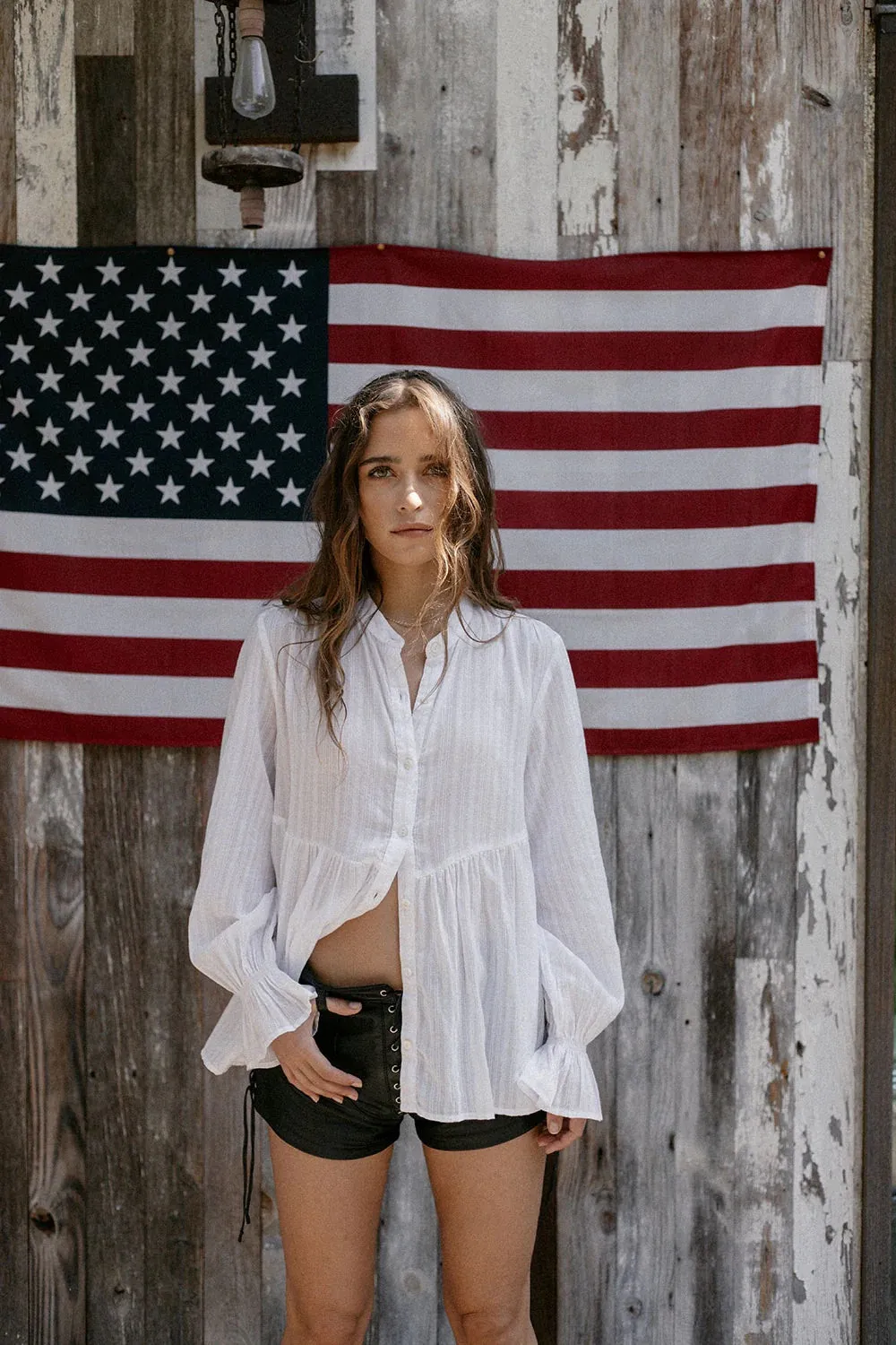 Dolphin White Cotton Button Down