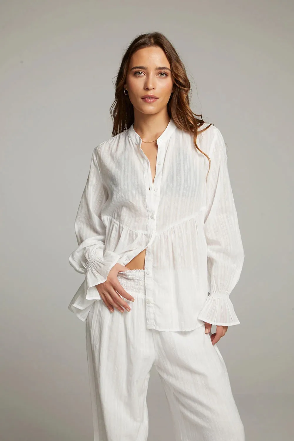 Dolphin White Cotton Button Down