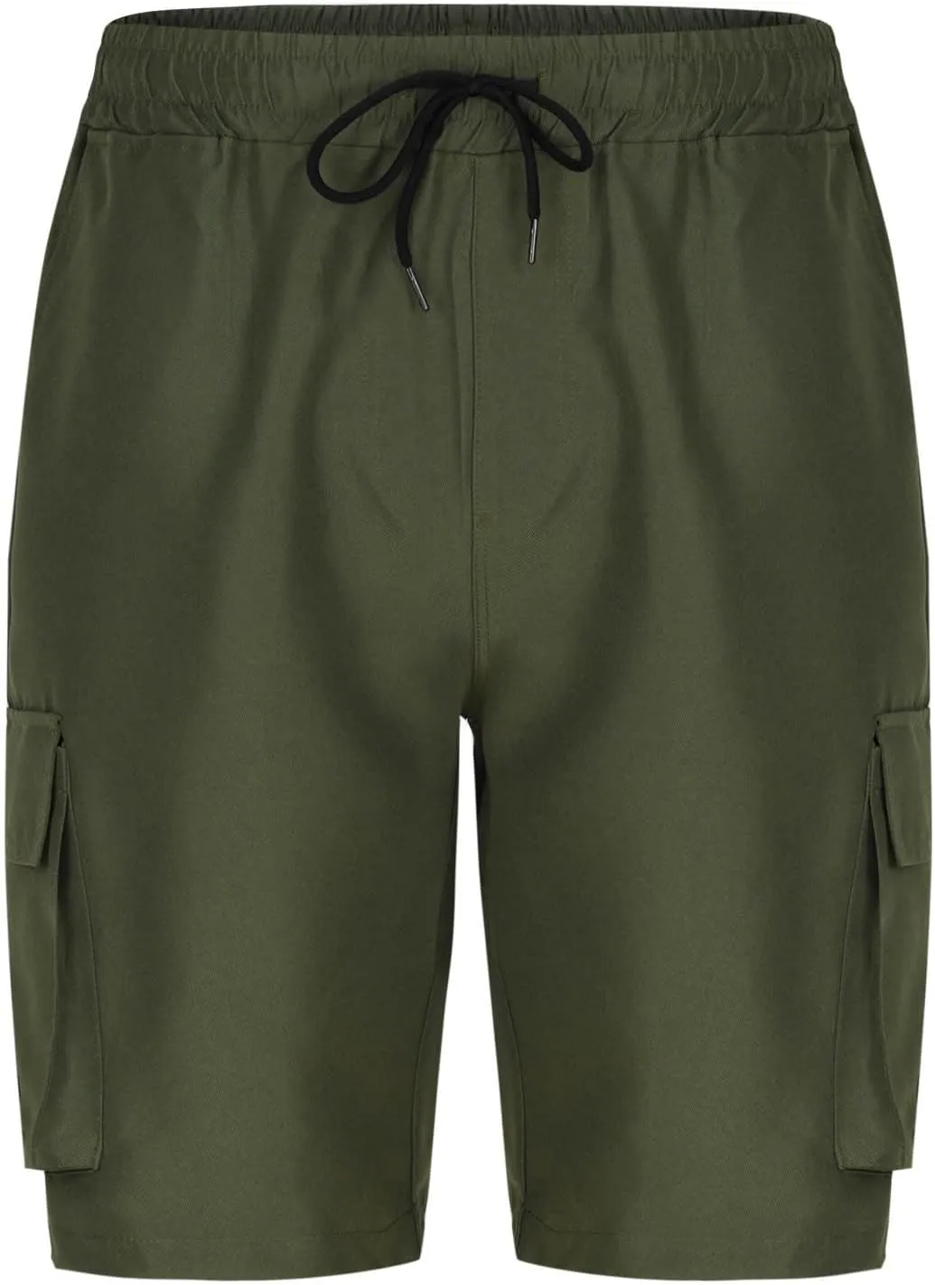 Finelylove Mens Cargo Shorts Relaxed Fit Elastic Waist Summer Casual Hiking Work Shorts Lightweight Straight Joggers Pants