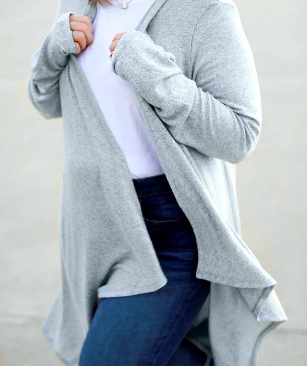FLORA cascade cardigan in Light Grey