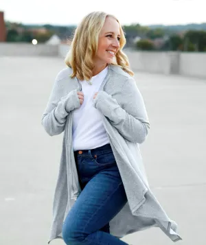 FLORA cascade cardigan in Light Grey